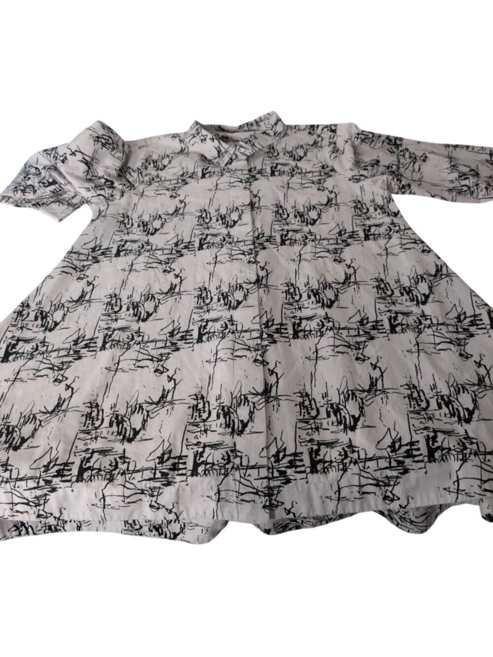 Snapdragon & Twig Etch A Line Dress Womens Size XL Lagenlook Boho Button Front